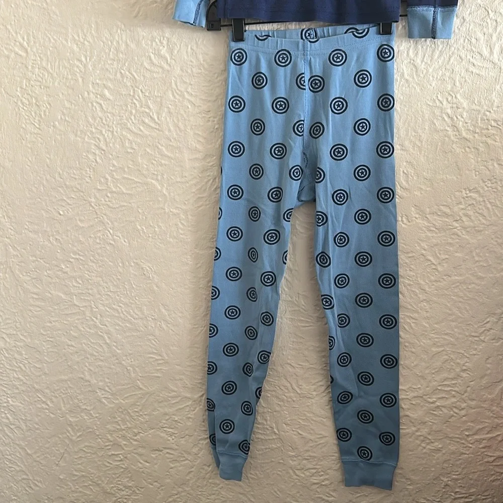 Hanna Andersson x Marvel MCU Captain America Blue Metallic Gold Pajamas Set 8